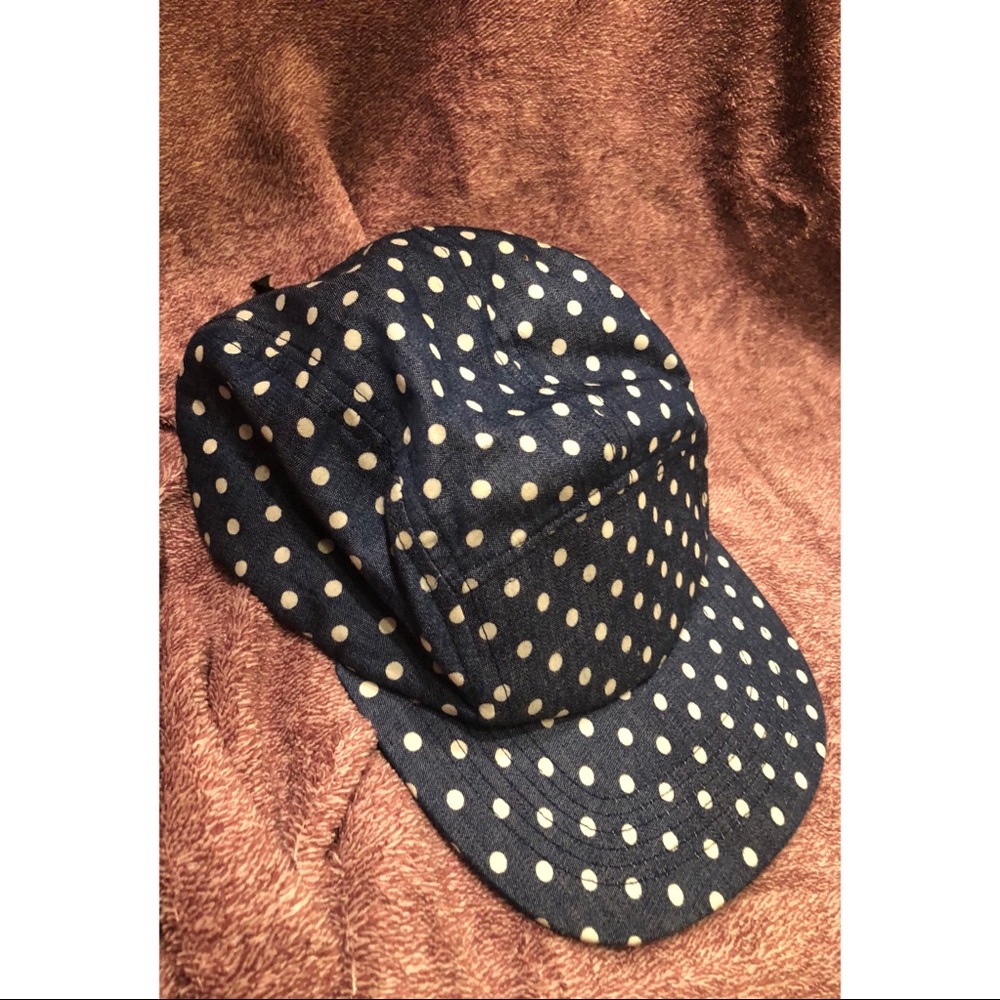 Denim White Polka Dot Hat